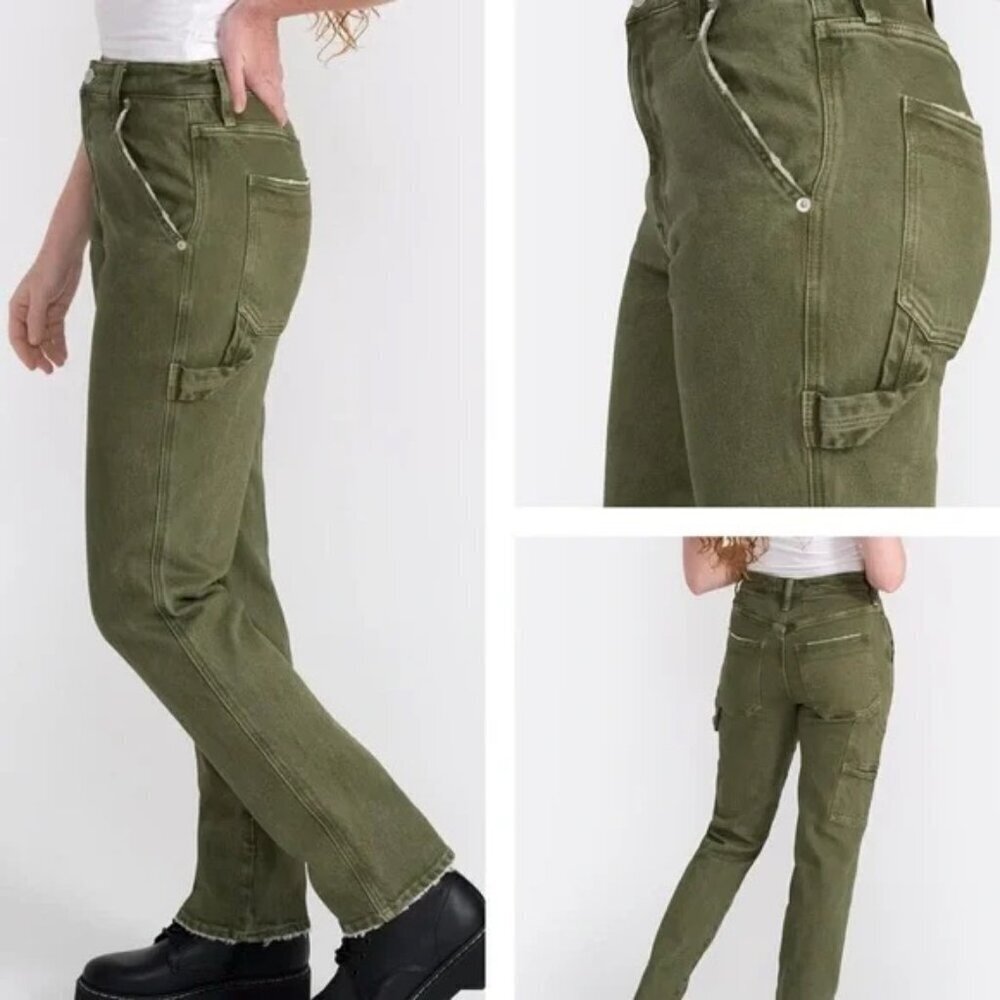 Seven7 7.7 Olive Green Carpenter Mid-Rise Jeans size 29
